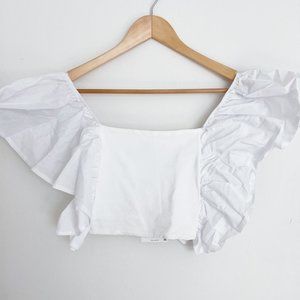 Zara Ruffled Butterfly Sleeve Top